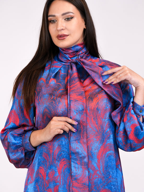Marbled Elegance Set – Blue & Red Flow Pattern